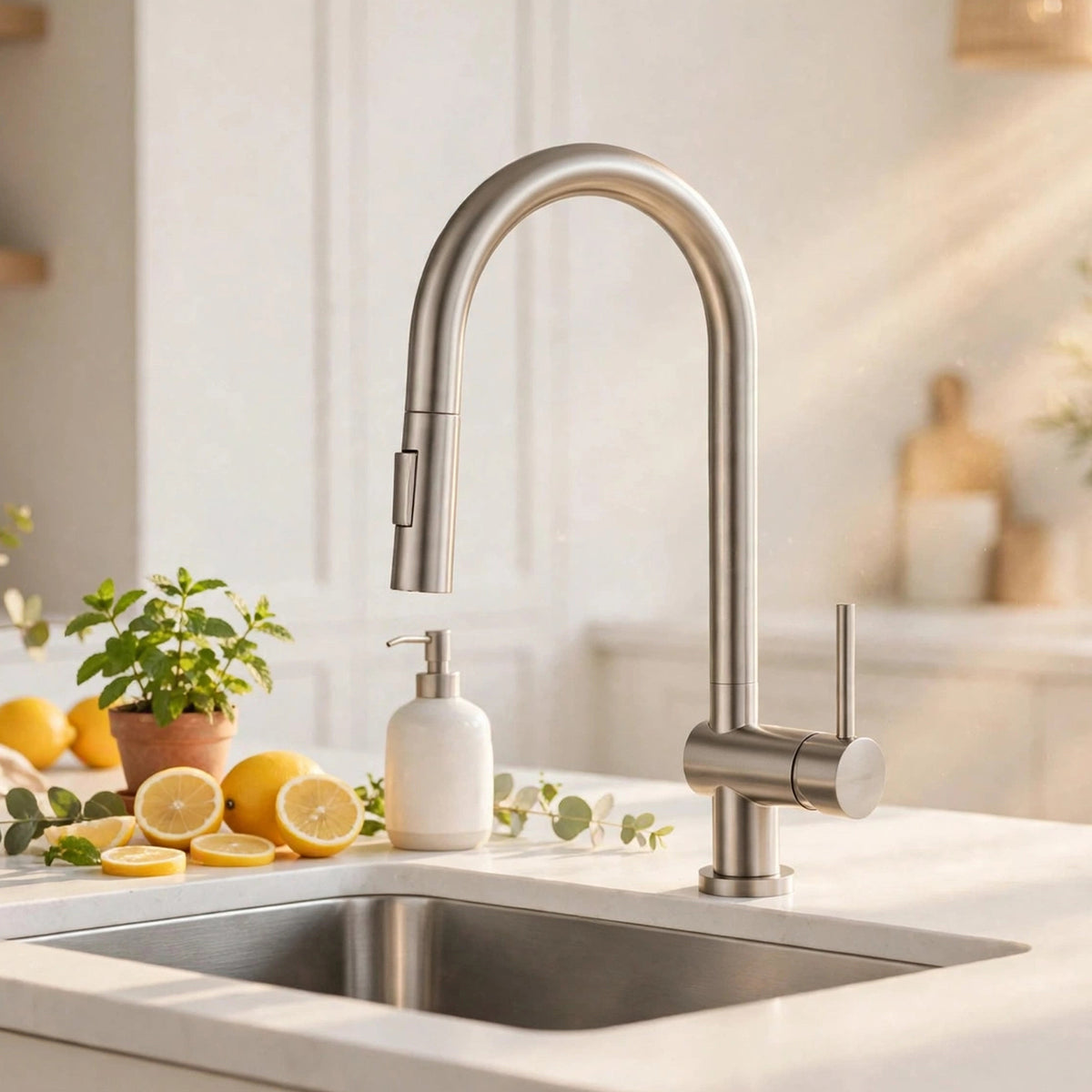 1508Q Pull-Down Kitchen Faucet – Brushed Nickel