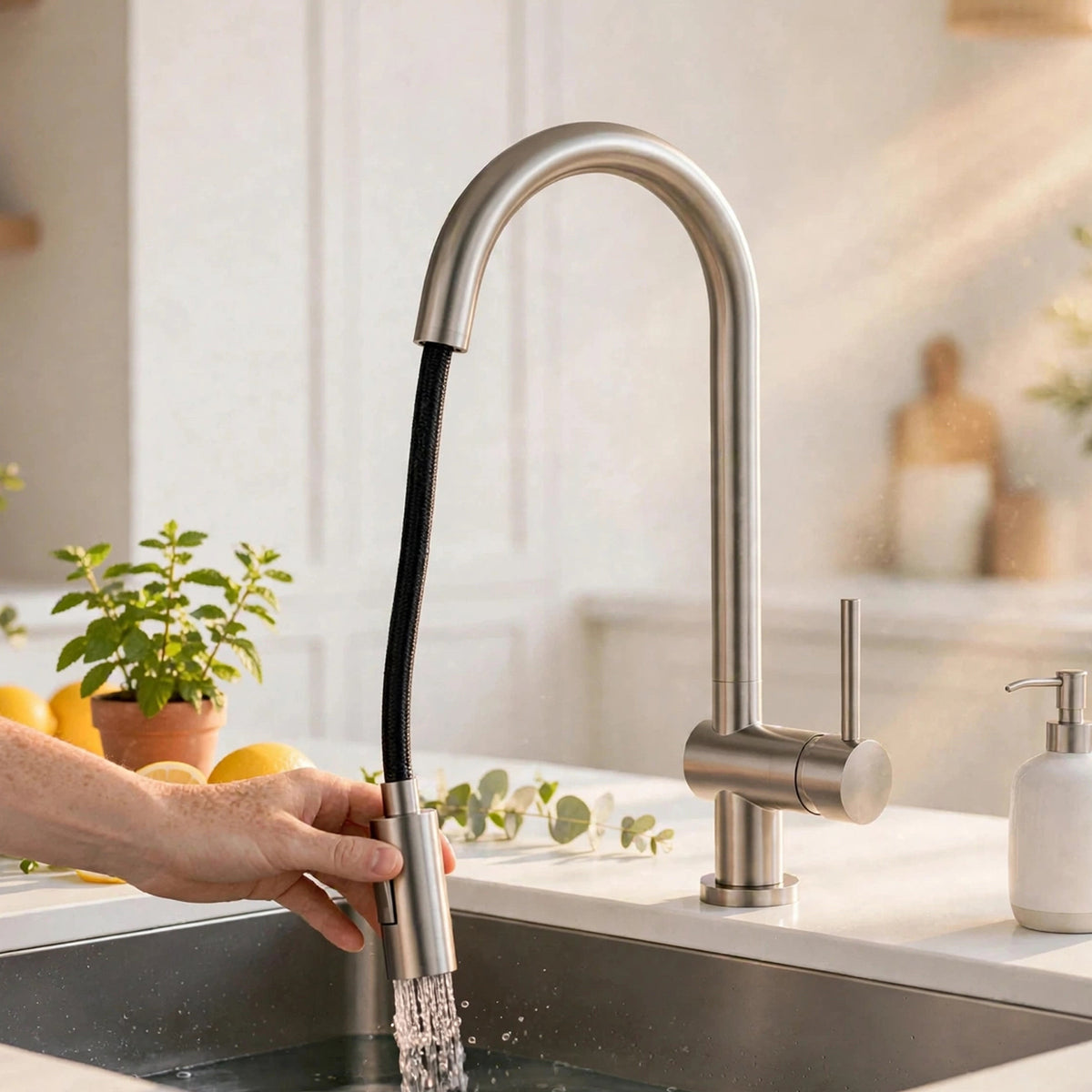 1508Q Pull-Down Kitchen Faucet – Brushed Nickel