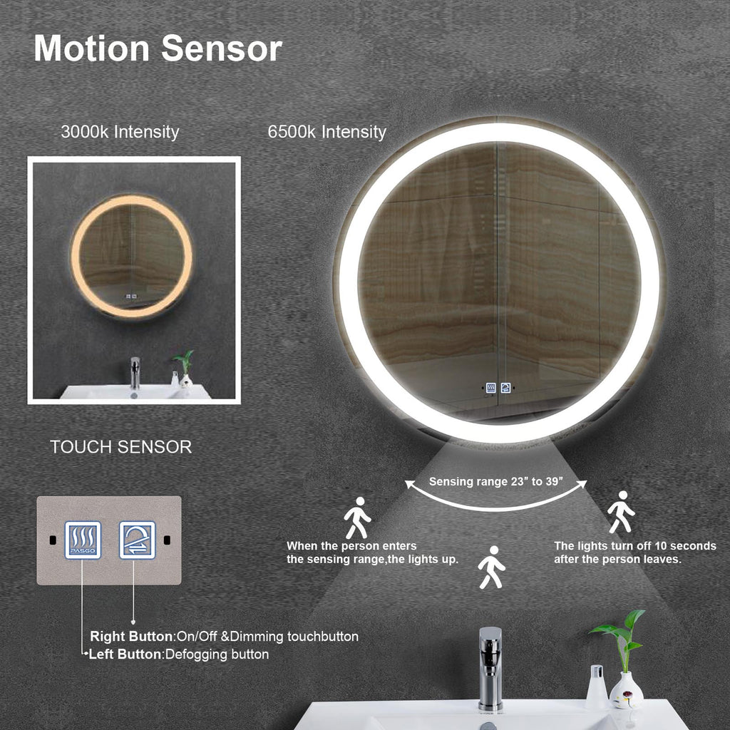 30C LED Anti-Fog Bathroom Mirror